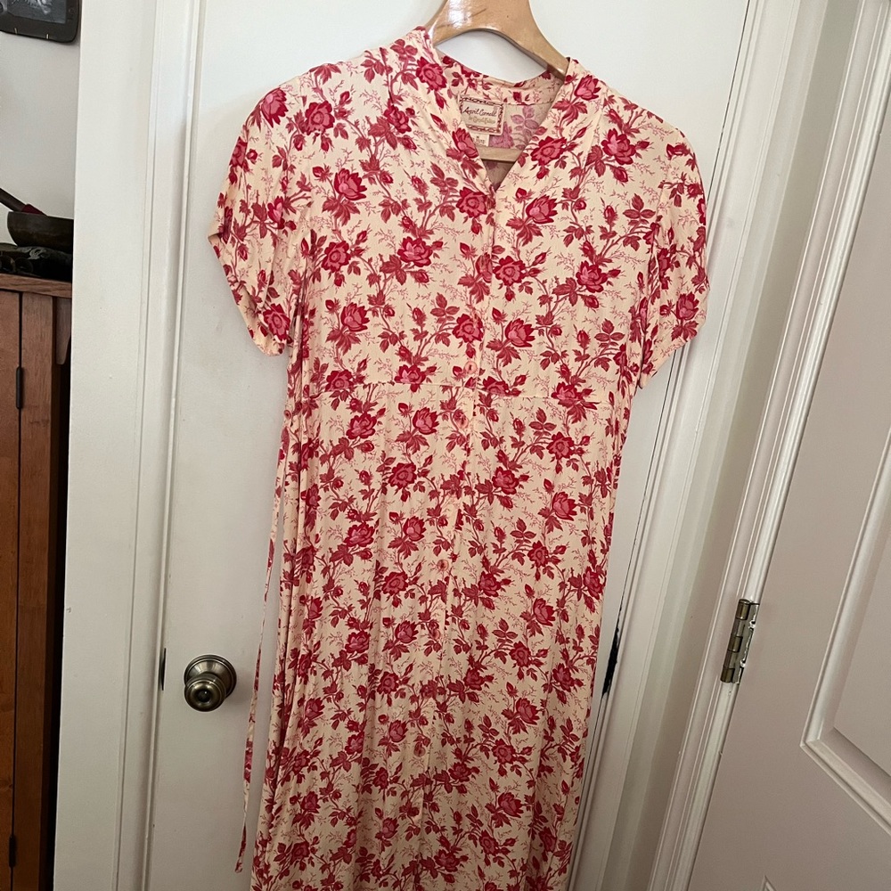 April Cornell vintage shirt sleeves floral dress